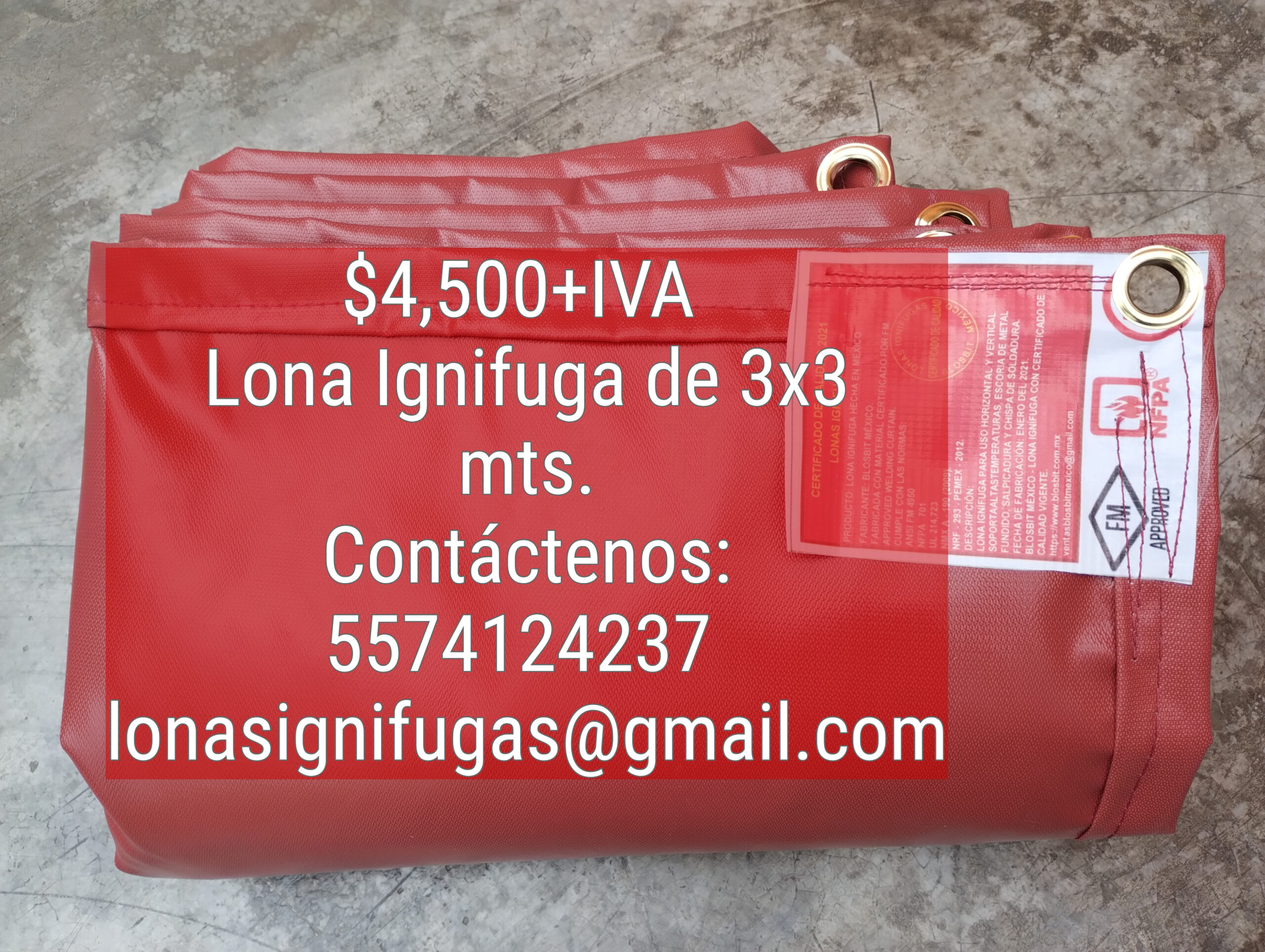 Lona Ignifuga de 3x3 metros - Entrega Inmediata